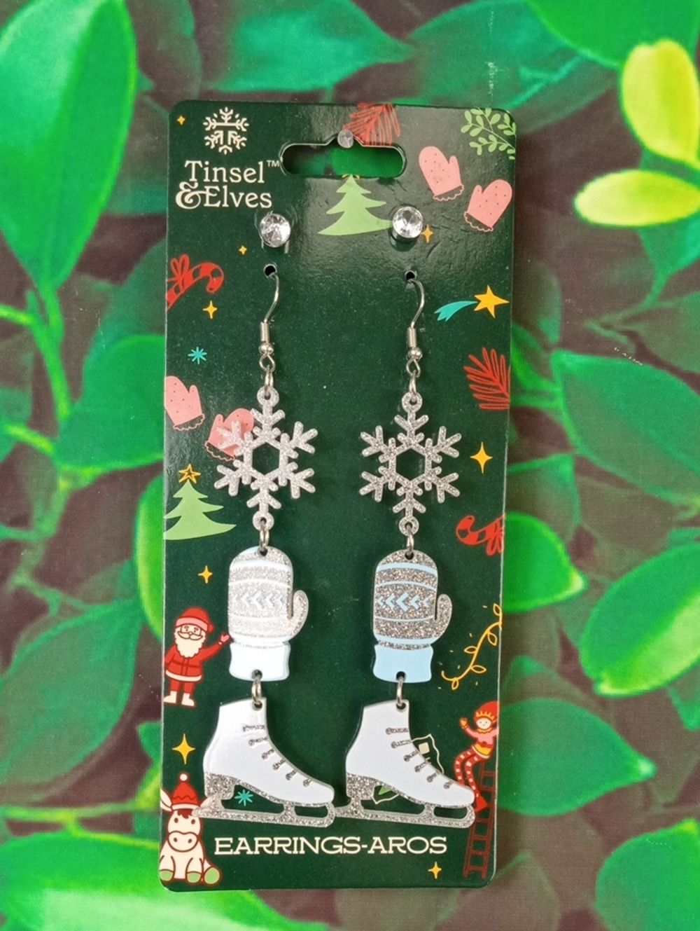 🎁🍒 Tinsel & Elves Silver Snowflake, Mitten & Ice Skate Earrings